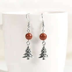 Красный Камень Серьги из натуральной красной яшмы, елочные украшения из сплава для женщин, 53x8 мм