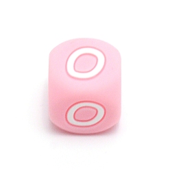 Letter O Silicone Alphabet Beads for Bracelet or Necklace Making, Letter Style, Pink Cube, Letter.O, 12x12x12mm, Hole: 3mm