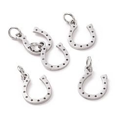 Stainless Steel Color Tarnish Resistant 304 Stainless Steel Charms, Horseshoe, Stainless Steel Color, 13x10x1mm, Hole: 3mm