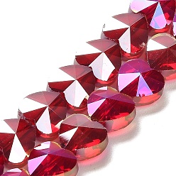 (123L) Белый крем непрозрачный блеск Стеклянные бусины с гальваническим покрытием , сердце, граненые, огнеупорный кирпич, 10x10x6 мм, отверстие : 1.2 мм, около 78~80 шт / нитка, 28.82~28.94'' (73.2~73.5 см)