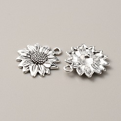 Античное Серебро Сплавочные подвески тибетского стиля, подсолнечник, античное серебро, 21x19x2 мм, отверстие : 1.8 мм