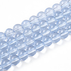 Светлый Стально-синий Краска для выпечки, прозрачные стеклянные бусины, нити, круглые, светло-стальной синий, 8~8.5 мм, отверстие : 1.4 мм, около 102~104 шт / нитка, 29.92~30.31 дюйм (76~77 см)