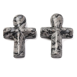 Камень Карты Кулоны из натурального камня, крестик, 35.5x24.5x4 мм, отверстие : 1.6 мм