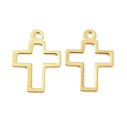 Золотой 201 подвески из нержавеющей стали, крест очарование, золотые, 20.5x15x0.8 мм, отверстие : 1.8 мм