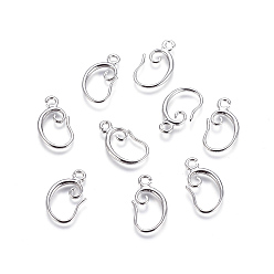 Платина Латунные крючки для сережек, долговечный, платина, 16.5x9.5x1.5 мм, отверстие : 1.5 мм, 18 датчик, штифты : 1 мм