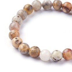 Crazy Agate Natural Crazy Agate Beads Stretch Bracelets, Round, 2 inch~2-1/8 inch(5.2~5.5cm), Beads: 8~9mm