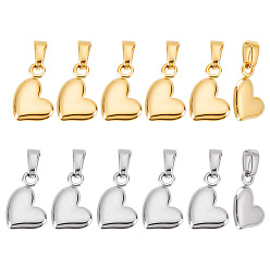 (52) Непрозрачная лаванда 12 шт 2 цвета 304 подвески из нержавеющей стали, надутое сердце, разноцветные, 14x10x3 мм, отверстие : 6x2.5 мм, 6 шт / цвет