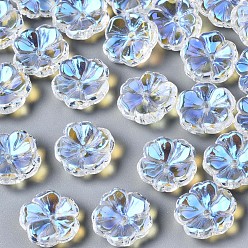 Прозрачный АВ Прозрачные стеклянные бусины, с покрытием AB цвета, цветок, ясно AB, 15x15x6 мм, отверстие : 1.2 мм