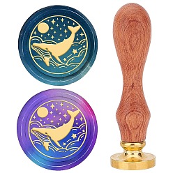 Whale Латунные восковые печати с деревянной ручкой, для diy scrapbooking, кит, 25 мм