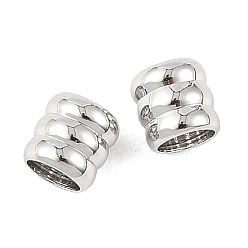 Real Platinum Plated SHEGRACE Brass Beads, Corrugated, Column, Cadmium Free & Nickel Free & Lead Free, Real Platinum Plated, 4x4mm, Hole: 3mm