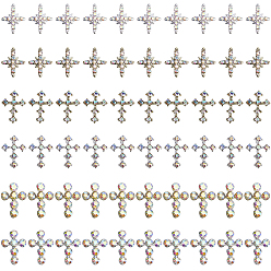 Золотой & Серебряный 60шт 6 стили сплав горный хрусталь кабошоны, украшения для ногтей, крестик, золотой и серебряный, 9~12x6.5~9x1.6~3 мм, 10 шт / стиль