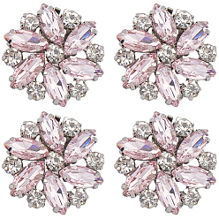 Розалина 4шт. латунные стразы съемные пряжки для обуви клипсы, цветок, Розалина, 34x32x10 мм