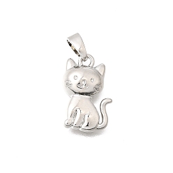 Cat Shape Латунные подвески, платина, долговечный, подвески в форме кошки, 15.5x10x3.5 мм, отверстие : 5x3 мм
