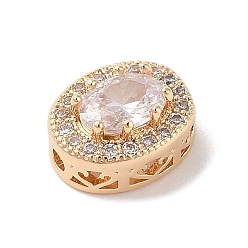 Прозрачный Латунные микро проложить кубического циркония бусы, без никеля , со стеклом, овальные, золотые, прозрачные, 13.5x11x7 мм, отверстие : 2 мм