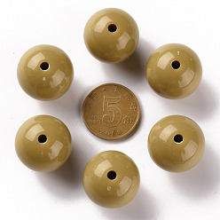 Dark Goldenrod Opaque Acrylic Beads, Round, Dark Goldenrod, 20x19mm, Hole: 3mm, about 111pcs/500g