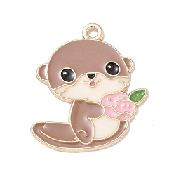 Верблюжий Подвески из эмали и сплава, бобровый шарм, золотой свет, верблюжие, 26x23x1 мм, отверстие : 1.6 мм