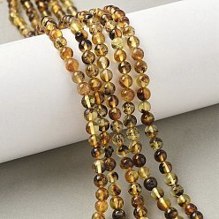 Янтарный Янтарные шарики нити, круглые, 5 мм, отверстие : 0.5 мм, около 71 шт / нитка, 14.17 дюйм (36 см)