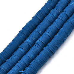 Marina Azul Hechos a mano de los granos de la arcilla del polímero hebras, para suministros de manualidades de joyería diy, perlas heishi, disco / plano y redondo, azul marino, 6x0.5~1 mm, agujero: 1.8 mm, sobre 290~320 unidades / cadena, 15.75 pulgada ~ 16.14 pulgada (40~41 cm)