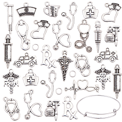 Античное Серебро & Серебро Сделай сам браслет темы дня медсестры, с подвесками из сплава и эмалью, изготовление железных браслетов и прыжковые кольца, старинное серебро и серебро, 74x72x17 мм