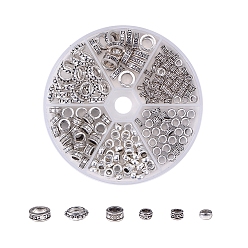 Antique Silver Tibetan Style Alloy Spacer Beads, Antique Silver, 10.3x1.7cm, 200pcs/box
