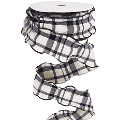 Черный 1 рулон полиэстеровой гофрированной ленты, плиссированная тартановая лента на свадьбу, подарок, оформление партии, чёрные, 1-1/2 дюйм (38 мм), около 20.00 ярдов (18.29 м) / комплект