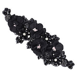Черный 1заплатки для одежды из полиэстера, цветок, горный хрусталь и ткани, чёрные, 272x105x30 мм