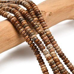 Пейзажный Джаспер Естественного изображения яшмы бисер нитей, рондель, 4x1.5 мм, отверстие : 0.7 мм, около 155 шт / нитка, 14.96'' (38 см)