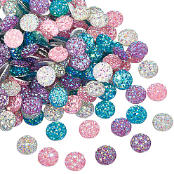 (52) Непрозрачная лаванда 5наборы 200шт. прозрачных кабошонов из смолы, плоско-круглые, разноцветные, 12x3 мм, 40 шт / комплект