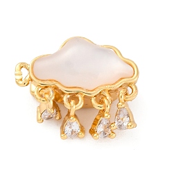 Настоящее золото 18K Латунные застежки из прозрачного кубического циркония с микропаве, без кадмия, без никеля и без свинца, с оболочкой и эпоксидной смолой, облако, реальный 18 k позолоченный, 14.5x18x7.5 мм, отверстие : 1.2 мм