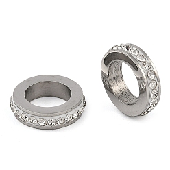 Кристалл 304 из нержавеющей стали европейские шарики, с полимерной глиной горный хрусталь, бусины с большим отверстием, колонка, платина, кристалл, 10x2.5 мм, отверстие : 6 мм