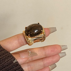 Черный Латунные манжетные кольца с полимерным покрытием для женщин, овальные, золотые, чёрные, внутренний диаметр: регулируемый