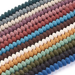 (52) Непрозрачная лаванда Бусы из натуральной лавы, окрашенные, рондель, разноцветные, 15~16x9.5~9.7 мм, отверстие : 2.5 мм, около 42 шт / нитка, 15.15 дюйм ~ 15.55 дюйм (38.5~39.5 см)