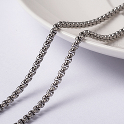 Нержавеющая Сталь Цвет Устойчивы к потускнению 304 цепи из нержавеющей стали, несварные, с катушкой, цвет нержавеющей стали, 2.5x1.2 мм, около 65.61 футов (20 м) / рулон
