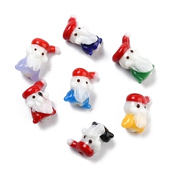 Gemischte Farbe Manuell Murano Glas Perlen, Cartoon-Stil, für Weihnachten, Weihnachtsmann, Gemischte Farbe, 21~24x15.5~17x12~14 mm, Bohrung: 2.5 mm