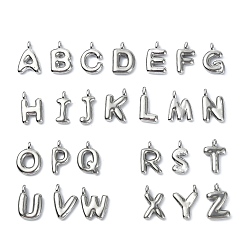 Нержавеющая Сталь Цвет 304 из нержавеющей стали алфавита подвески, подвески с буквой az~z, цвет нержавеющей стали, 18~20x9~15.5x4 мм, отверстие : 1.6 мм, 26 шт / комплект