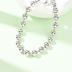Платина Браслеты из латунной цепочки с шариковыми звеньями для женщин, платина, 7.24 дюйм (18.4 см)