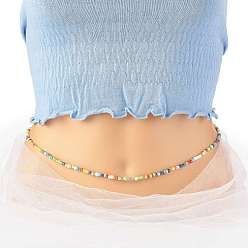 Orange Jewelry Waist Beads, Body Chain, Glass Seed Beaded Belly Chain, Bikini Jewelry for Woman Girl, Orange, 31-3/8 inch(79.6cm)