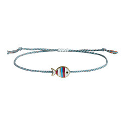 (123L) Белый крем непрозрачный блеск Регулируемые браслеты с подвесками в виде рыбок из эмали из сплава, Браслеты из хлопкового шнура, плетеные, для женщин и мужчин., золотые, огнеупорный кирпич, 11.42 дюйм (29 см)