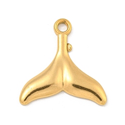 Настоящее золото 18K Ионное покрытие (ip) 304 подвески из нержавеющей стали, очарование рыбий хвост, реальный 18 k позолоченный, 26x25x3 мм, отверстие : 3 мм