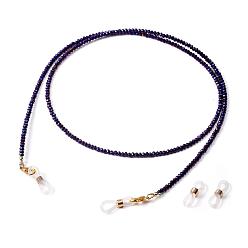 Фиолетовый Цепочки для очков, шейный ремешок для очков, со стеклянными бусинами, Латунные бусины, застежки-клешни из сплава и резиновые концы петель, фиолетовые, 28.9 дюйм (73.5 см), 3 мм