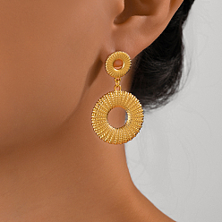 Плоский Круглый Элегантные 201 серьги-гвоздики из нержавеющей стали, золотые, плоско-круглые, 44x26 мм