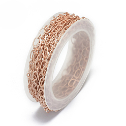 Матовый Розово-Золотой Цвет Латунные гальванические цепи figaro, с катушкой, пайки, матовая розового золота, 5 мм, около 16.4 футов (5 м) / рулон, 5 рулоны / группа