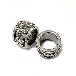Нержавеющая Сталь Цвет Устойчивы к потускнению 304 бусины из нержавеющей стали, Столбец с черепом, бусины с большим отверстием, цвет нержавеющей стали, 13x8.5 мм, отверстие : 8.5 мм