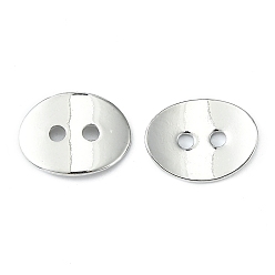 Платина Латунные Пуговицы замочки, платиновый цвет, 14x10 мм, отверстие : 2 мм