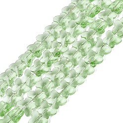 Pale Green Transparent Glass Beads Strands, Butterfly, Faceted, Pale Green, 6x8x4~4.5mm, Hole: 0.9~1mm, about 97~102pcs/strand, 22.64~24.61 inch(57.5~62.5cm)