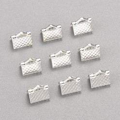Plata Cinta de hierro engarzado extremos, Rectángulo, plata, 8x8 mm, agujero: 2 mm, sobre 5000 unidades / bolsa