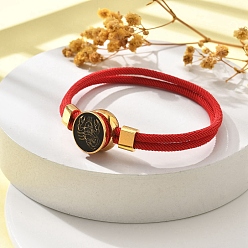 Скорпион Созвездие нейлоновые шнуры многорядные браслеты, двойная цепочка ювелирные изделия для женщин и мужчин, с золотой латунной фурнитурой и эмалевым шармом, красные, Скорпион, 8 дюйм (20.3 см)