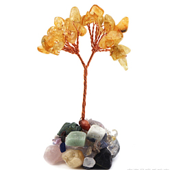 Цитрин Елочные украшения из натуральной цитриновой стружки, Медная проволока, энергетический камень по фен-шуй, подарок для украшения домашнего рабочего стола, 70 мм