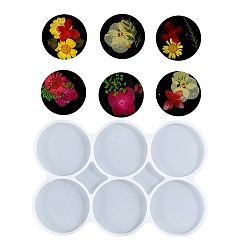 Плоский Круглый DIY силиконовые формы кулон, формы для литья смолы, для уф-смолы, изготовление ювелирных изделий из эпоксидной смолы, белые, плоско-круглые, 98x146x7.5 мм, внутренний диаметр: 46 мм