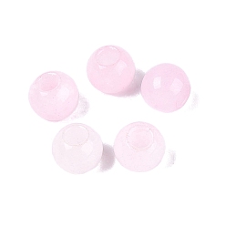 Pink Натуральный белый нефрит европейский бисер, гладкий круглый, бусины с большим отверстием, окрашенные, розовые, 10~10.5x9~9.5 мм, отверстие : 4 мм